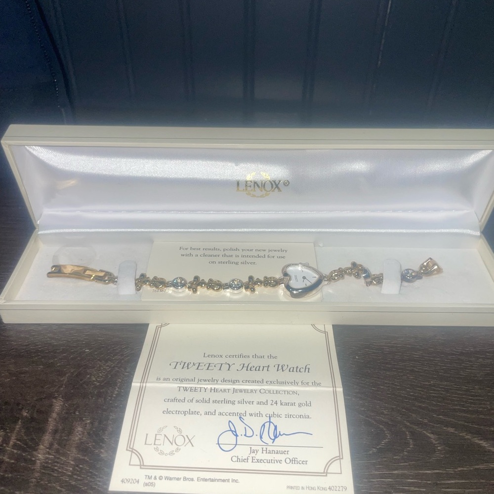 LENOX TWEETY HEART WATCH Sterling Silver Gold NEW in BOX with COA